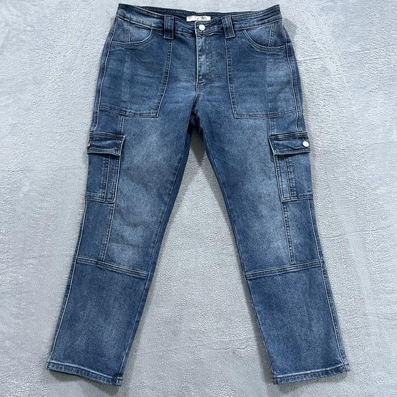 Kancan Jeans Women's 13/30 Blue Wash  Y2K Cargo Festival Streetwear Skater - Picture 1 of 9